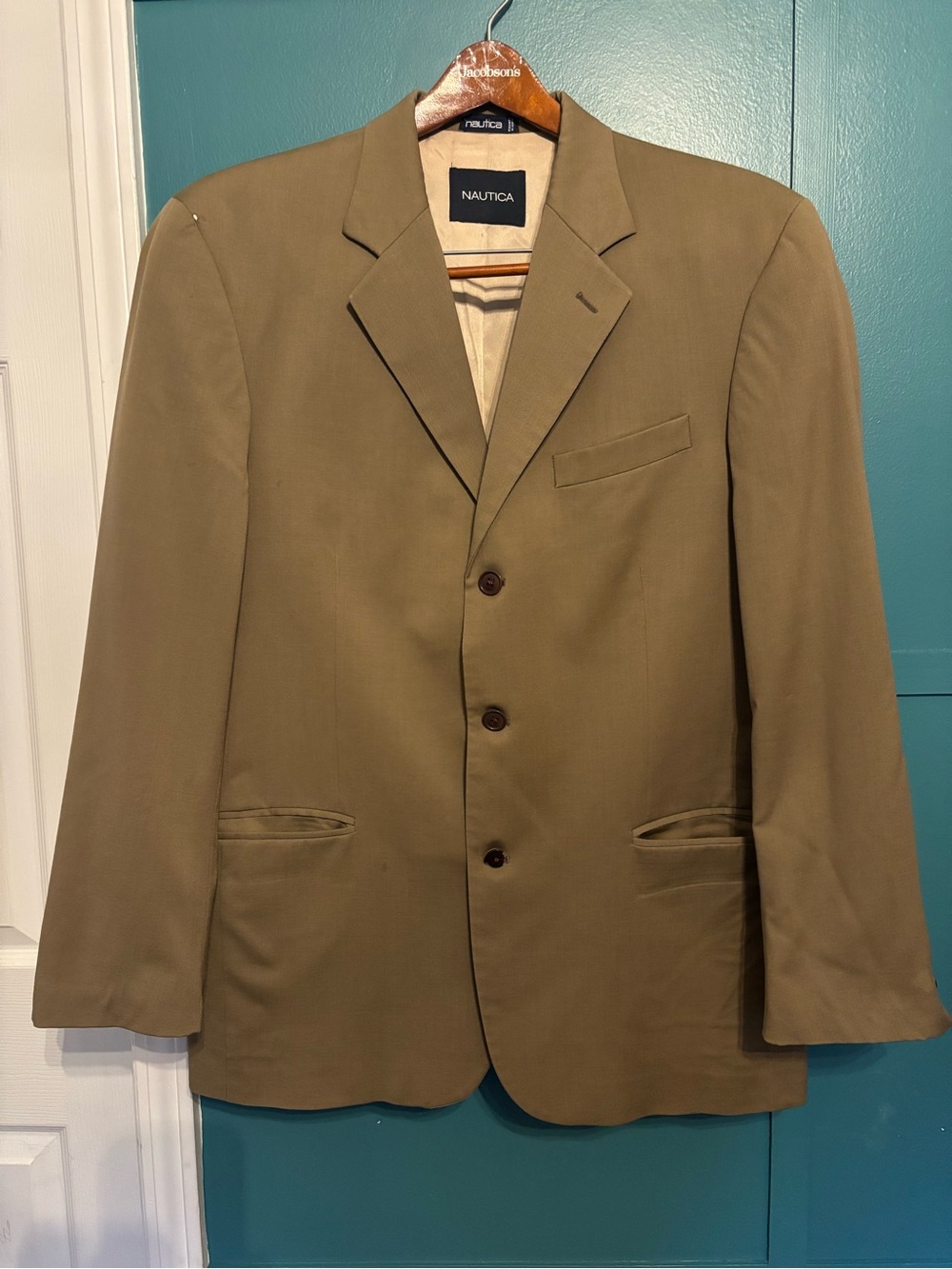 Nautica Men's Khaki Sport Coat 100% Wool 41R W35